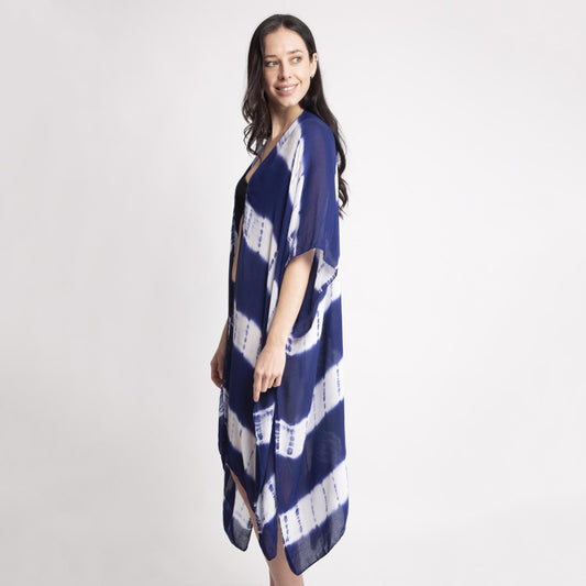 Blue and White Tie-Dye Kimono