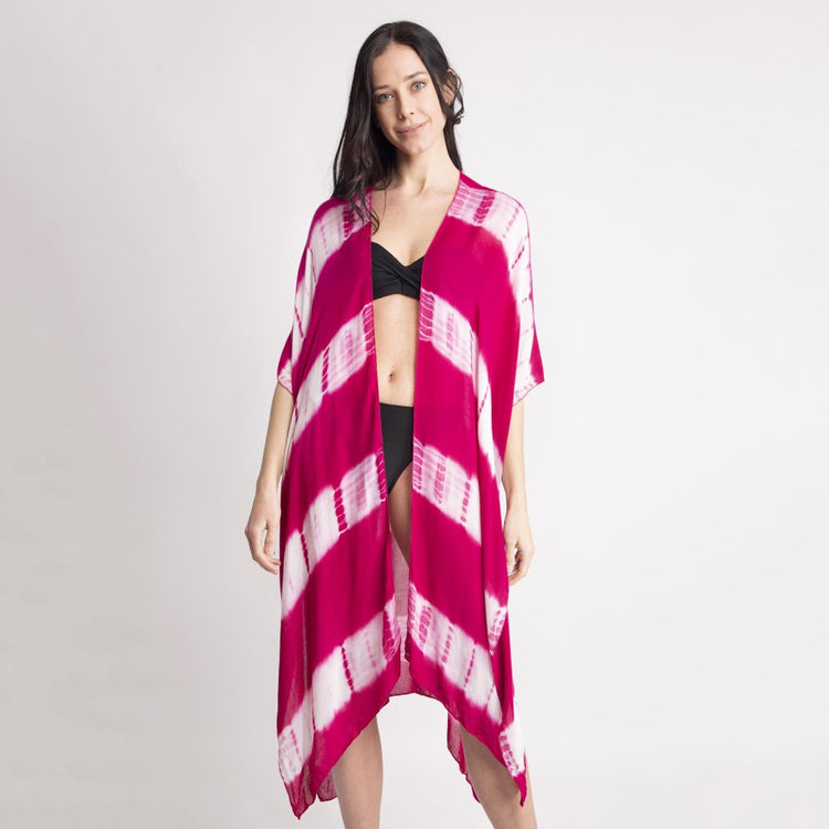 Shocking Pink Tie-Dye Kimono