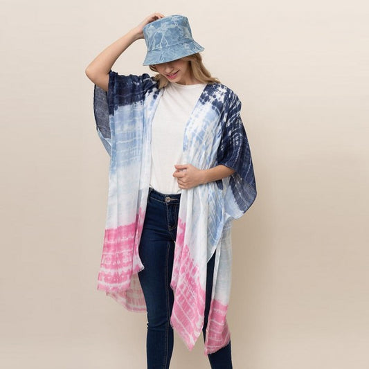Blue and Pink Tie Dye Kimono